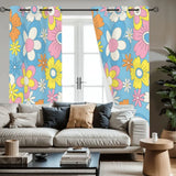 Floral 70s Midcentury Curtains: Pastel Colors Retro Blackout Drapes - retro curtains