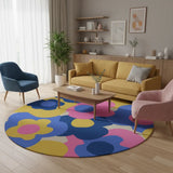 Floral Midcentury 3-Piece Bath Mat Set | Retro 70s Vibrant Pattern - retro bathroom