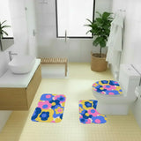 Floral Midcentury 3-Piece Bath Mat Set | Retro 70s Vibrant Pattern - retro bathroom