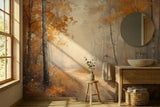 Foggy Tree Path Oil Painting Full-Wall Peel & Stick Wallpaper Custom Sizes - 144’’x100’’ - retro wallpaper