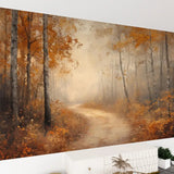 Foggy Tree Path Oil Painting Full-Wall Peel & Stick Wallpaper Custom Sizes - 144’’x100’’ - retro wallpaper
