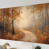 Foggy Tree Path Oil Painting Full-Wall Peel & Stick Wallpaper Custom Sizes - 144’’x100’’ - retro wallpaper