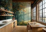 Foggy Tree Path Oil Painting Full-Wall Peel & Stick Wallpaper - Custom Sizes - 144’’x100’’ - retro wallpaper