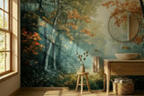 Foggy Tree Path Oil Painting Full-Wall Peel & Stick Wallpaper - Custom Sizes - 144’’x100’’ - retro wallpaper