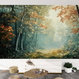 Foggy Tree Path Oil Painting Full-Wall Peel & Stick Wallpaper - Custom Sizes - 144’’x100’’ - retro wallpaper