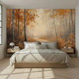 Foggy Tree Path Oil Painting Full-Wall Peel & Stick Wallpaper Custom Sizes - 144’’x100’’ - retro wallpaper