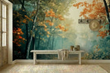 Foggy Tree Path Oil Painting Full-Wall Peel & Stick Wallpaper - Custom Sizes - 144’’x100’’ - retro wallpaper