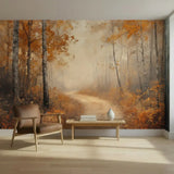 Foggy Tree Path Oil Painting Full-Wall Peel & Stick Wallpaper Custom Sizes - 144’’x100’’ - retro wallpaper