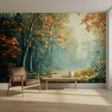 Foggy Tree Path Oil Painting Full-Wall Peel & Stick Wallpaper - Custom Sizes - 144’’x100’’ - retro wallpaper