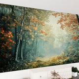Foggy Tree Path Oil Painting Full-Wall Peel & Stick Wallpaper - Custom Sizes - 144’’x100’’ - retro wallpaper