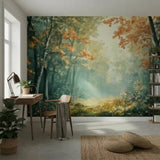 Foggy Tree Path Oil Painting Full-Wall Peel & Stick Wallpaper - Custom Sizes - 144’’x100’’ - retro wallpaper