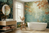 Foggy Tree Path Oil Painting Full-Wall Peel & Stick Wallpaper - Custom Sizes - 144’’x100’’ - retro wallpaper