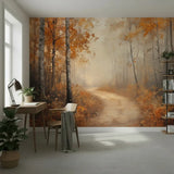 Foggy Tree Path Oil Painting Full-Wall Peel & Stick Wallpaper Custom Sizes - 144’’x100’’ - retro wallpaper