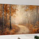 Foggy Tree Path Oil Painting Full-Wall Peel & Stick Wallpaper Custom Sizes - 144’’x100’’ - retro wallpaper
