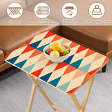 Foldable Snack Tables Set of 4 with Rack – Midcentury Retro Wooden TV Trays - 4 Pack - retro tv tray