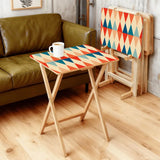 Foldable Snack Tables Set of 4 with Rack – Midcentury Retro Wooden TV Trays - 4 Pack - retro tv tray