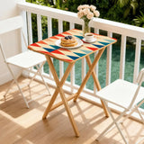 Foldable Snack Tables Set of 4 with Rack – Midcentury Retro Wooden TV Trays - 4 Pack - retro tv tray