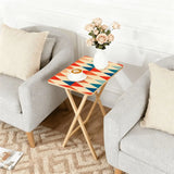 Foldable Snack Tables Set of 4 with Rack – Midcentury Retro Wooden TV Trays - 4 Pack - retro tv tray