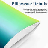 Pillowcase details close view with a lime to teal ombre