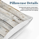Pillowcase details close view with a rustic gray wood plank print