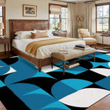Geometric 1960s Retro Area Rug 12x9 ft – Plush Midcentury Non-Slip Carpet - retro rug