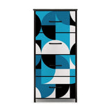 Geometric Retro 60s 4-Drawer Fabric Dresser – Midcentury Storage - retro dresser