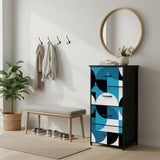 Geometric Retro 60s 4-Drawer Fabric Dresser – Midcentury Storage - retro dresser
