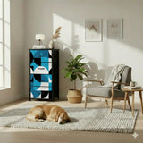 Geometric Retro 60s 4-Drawer Fabric Dresser – Midcentury Storage - retro dresser