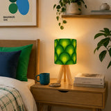 Green 70s Retro Wooden Tripod Lamp – Midcentury Accent Remote Light - retro table lamps