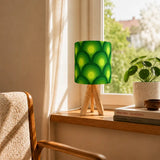 Green 70s Retro Wooden Tripod Lamp – Midcentury Accent Remote Light - retro table lamps