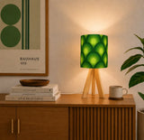 Green 70s Retro Wooden Tripod Lamp – Midcentury Accent Remote Light - retro table lamps