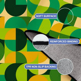 Green 70s Vintage Area Rug 12x9 – Plush Midcentury Non-Slip Floor Mat - 8’’x 6’’ - retro rug