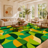 Green 70s Vintage Area Rug 12x9 – Plush Midcentury Non-Slip Floor Mat - retro rug