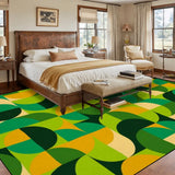 Green 70s Vintage Area Rug 12x9 – Plush Midcentury Non-Slip Floor Mat - retro rug