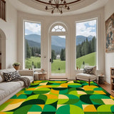 Green 70s Vintage Area Rug 12x9 – Plush Midcentury Non-Slip Floor Mat - retro rug