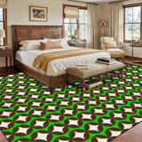 Green Brown White 70s Retro Area Rug – Large Midcentury Non-Slip Carpet - Rugs & Mats - retro