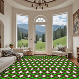 Green Brown White 70s Retro Area Rug – Large Midcentury Non-Slip Carpet - Rugs & Mats - retro