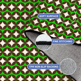 Green Brown White 70s Retro Area Rug – Large Midcentury Non-Slip Carpet - Rugs & Mats - retro