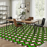 Green Brown White 70s Retro Area Rug – Large Midcentury Non-Slip Carpet - Rugs & Mats - retro