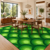 Green Extra Large Peacock Eyes Retro 70s Rug – Midcentury Non-Slip Carpet - retro ads