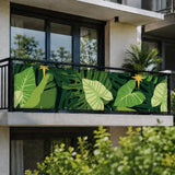 Green Monstera Balcony Fence Privacy Screen – Retro 70s Waterproof Cover - Retro Privacy Screen