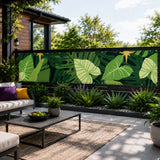 Green Monstera Balcony Fence Privacy Screen – Retro 70s Waterproof Cover - Retro Privacy Screen