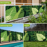 Green Monstera Balcony Fence Privacy Screen – Retro 70s Waterproof Cover - Retro Privacy Screen