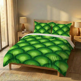 Green Peacock Eye Duvet Cover Set: 70s Retro Full Size Microfiber Bedding - retro bedding