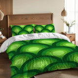 Green Peacock Eye Duvet Cover Set: 70s Retro Full Size Microfiber Bedding - retro bedding