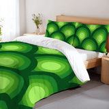 Green Peacock Eye Duvet Cover Set: 70s Retro Full Size Microfiber Bedding - retro bedding