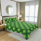 Green Peacock Eye Pattern Duvet Cover Set in 4 Sizes - 70s Retro Bedding - retro ads