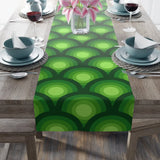 Green Peacock Eye Retro 70s Table Runner in 2 Sizes - Midcentury Decor - Home Decor