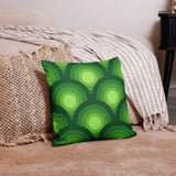 Green Peacock Eyes Pattern Premium THROW PILLOW 70s Midcentury Accent - retro pillow