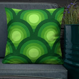 Green Peacock Eyes Pattern Premium THROW PILLOW 70s Midcentury Accent - retro pillow